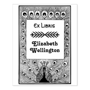 Pauw die veren laat zien #3 Ex Libris-boek Rubberstempel