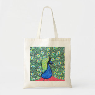Pauw die zijn staart tentoonspreidt tote bag