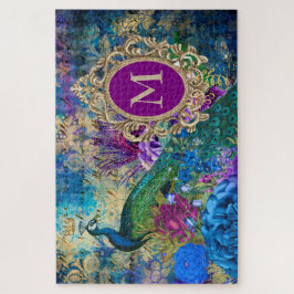 Pauw Elegante Vintage Paarse Turquoise Gouden Mono Legpuzzel