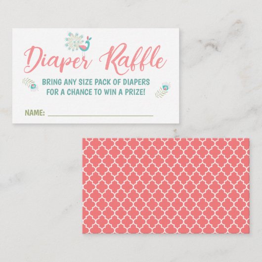 Pauw en Baby Fox Luier Raffle Tickets Informatiekaartje (Voorkant / Achterkant)