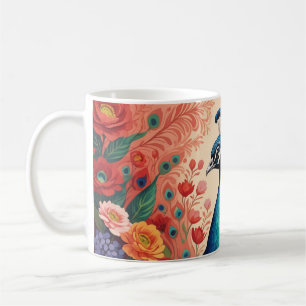 Pauw en bloemen koffiemok