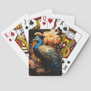 pauw en bloemen pokerkaarten