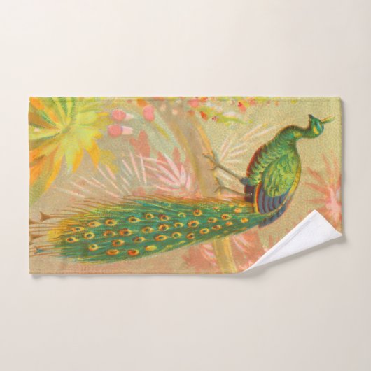  Pauw en bloemenschilderij Bad Handdoek (Handdoek)