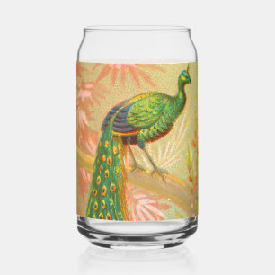 Pauw en bloemenschilderij Blikvorm Glas