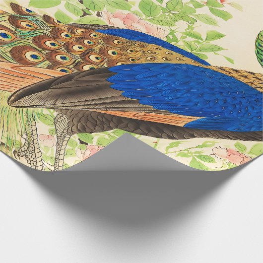  Pauw en bloemenschilderij Cadeaupapier (Hoek)