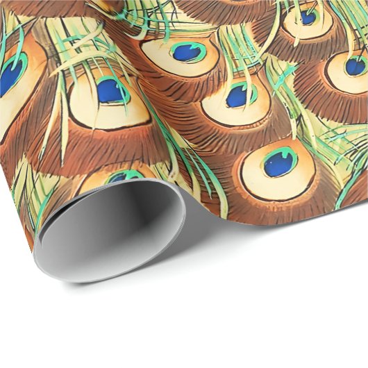  Pauw en bloemenschilderij Cadeaupapier (Rol Hoek)