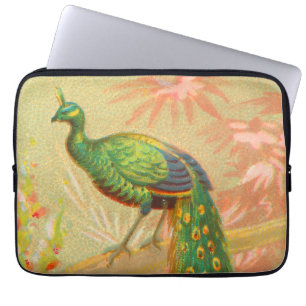 Pauw en bloemenschilderij Laptop Sleeve