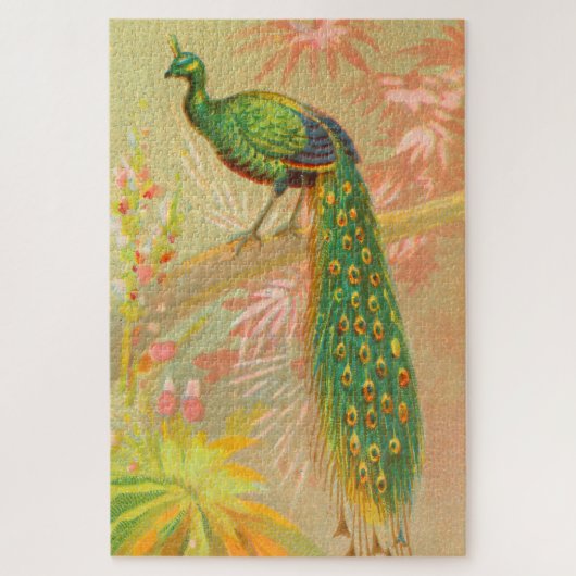Pauw en bloemenschilderij Legpuzzel (Verticaal)
