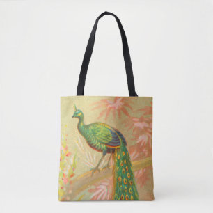  Pauw en bloemenschilderij Tote Bag