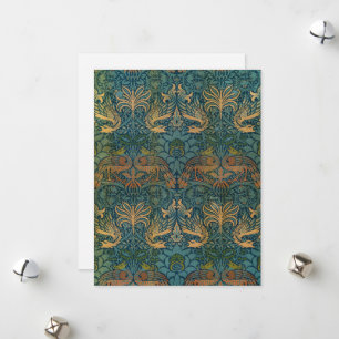 Pauw en draak, 1878, William Morris Feestdagenkaart