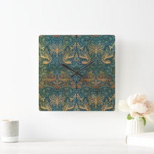 Pauw en draak, 1878, William Morris Vierkante Klok