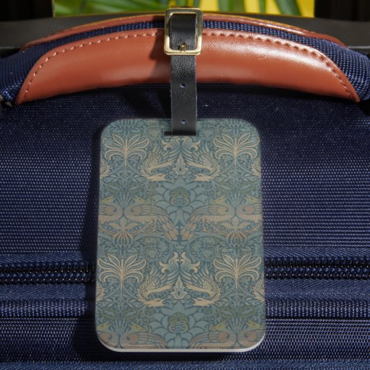 Pauw en Draak door William Morris Bagagelabel (Voorkant Insitu 2)