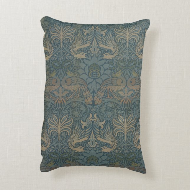 Pauw en Draak van William Morris Accent Kussen (Achterkant (Verticaal))