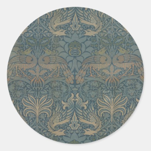 Pauw en Draak van William Morris Ronde Sticker (Voorkant)