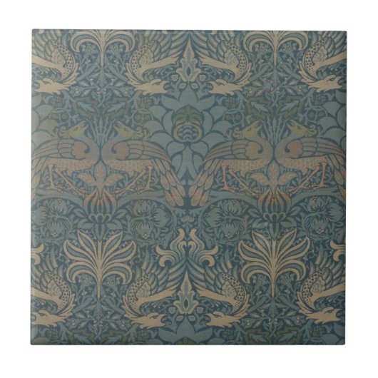 Pauw en Draak van William Morris Tegeltje (Voorkant)