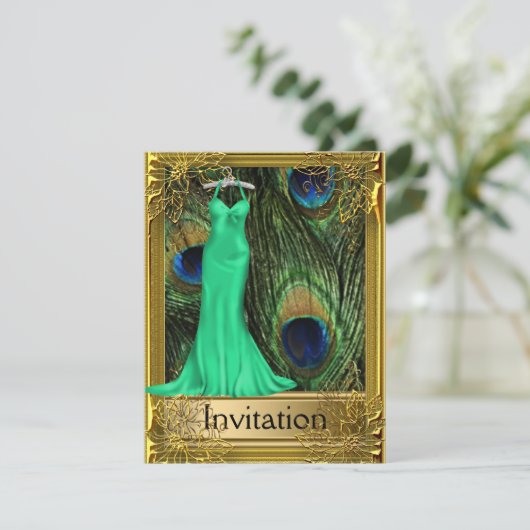 Pauw en Goud Groen Elke Partij Kaart (Staand voorkant)