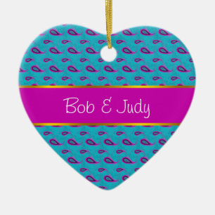 Pauw en het Magenta Patroon van Paisley Keramisch Ornament