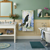 Pauw en hortensia bad handdoek