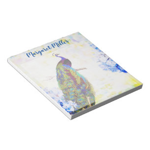 Pauw en hortensia gepersonaliseerd notitieblok