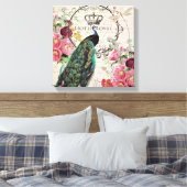 Pauw en lentebloemen canvas afdruk (Insitu (Slaapkamer))