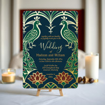 Pauw en Lotus Bruiloft Elegant Deco Koninklijk Bla