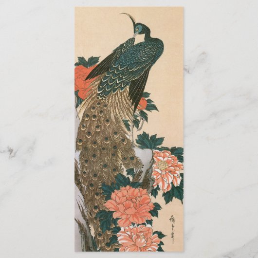 Pauw en Pioenen van Hiroshige Huwelijk Menu (Achterkant)