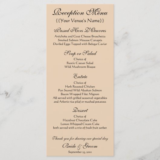 Pauw en Pioenen van Hiroshige Huwelijk Menu (Voorkant)