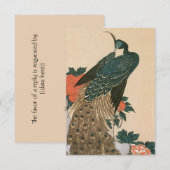 Pauw en Pioenrozen van Hiroshige Huwelijk RSVP Kaartje (Voorkant / Achterkant)