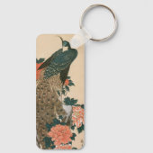 Pauw en Pioenrozen van Hiroshige, Japanse Kunst Sleutelhanger (Achterkant)