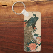 Pauw en Pioenrozen van Hiroshige, Japanse Kunst Sleutelhanger (Voorkant)