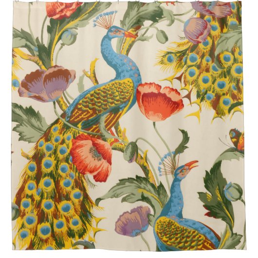  Pauw en Poppies illustraties Douchegordijn (Voorkant)