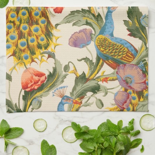  Pauw en Poppies illustraties Theedoek (Gevouwen)