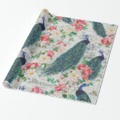 Pauw en rozen cadeaupapier (Uitgerold)