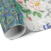 Pauw en rozen cadeaupapier (Rol Hoek)