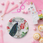 pauw en rozen papieren bordje (Feest)