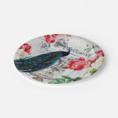 pauw en rozen papieren bordje (Gekanteld)