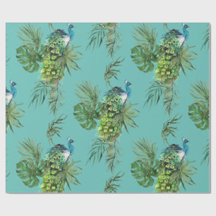 Pauw en tropische bladeren patroon cadeaupapier