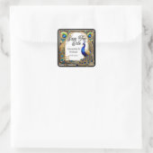 Pauw en veren art nouveau save the date vierkante sticker (Tas)