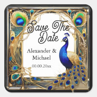 Pauw en veren art nouveau save the date