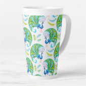 Pauw en Veren Patroon Latte Mok (Rechterhoek)