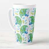 Pauw en Veren Patroon Latte Mok (Linkerhoek)
