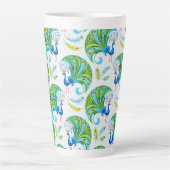 Pauw en Veren Patroon Latte Mok (Voorkant)
