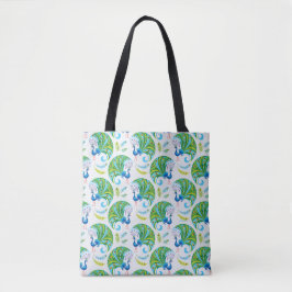 Pauw en Veren Patroon Tote Bag