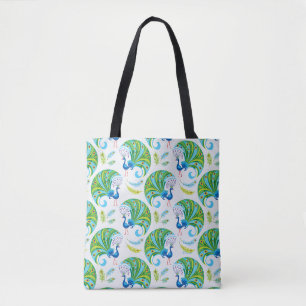 Pauw en Veren Patroon Tote Bag