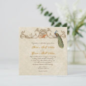  pauw & etsen verbrande Oranje bruiloft Kaart (Staand voorkant)