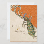  pauw & etsen verbrande Oranje bruiloft Kaart (Achterkant)