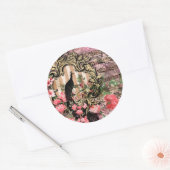  pauw floral musical note roze and gold ronde sticker (Envelop)