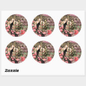  pauw floral musical note roze and gold ronde sticker (Vel)