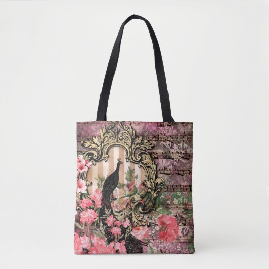 pauw floral musical note roze and gold tote bag (Voorkant)