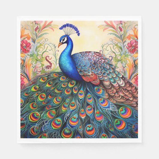 Pauw Florale Elegante Mooie Papieren Servetten (Voorkant)